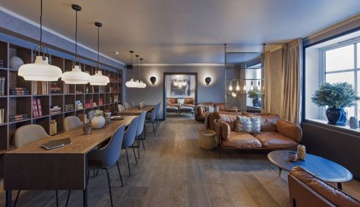 Relaxing area at Funken Lodge in Longyearbyen, Svalbard