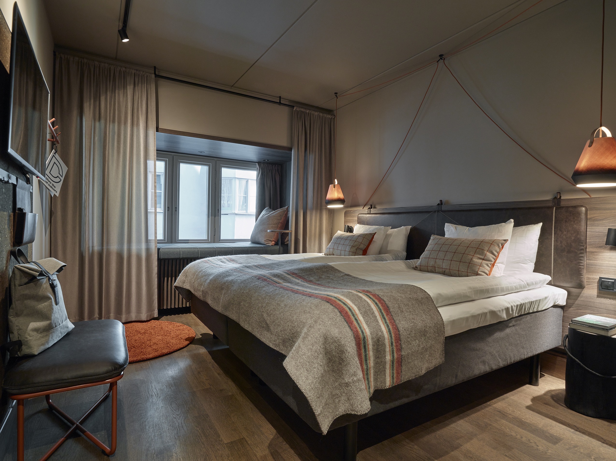 Double bedroom at Downtown Camper in Stockholm, Sweden