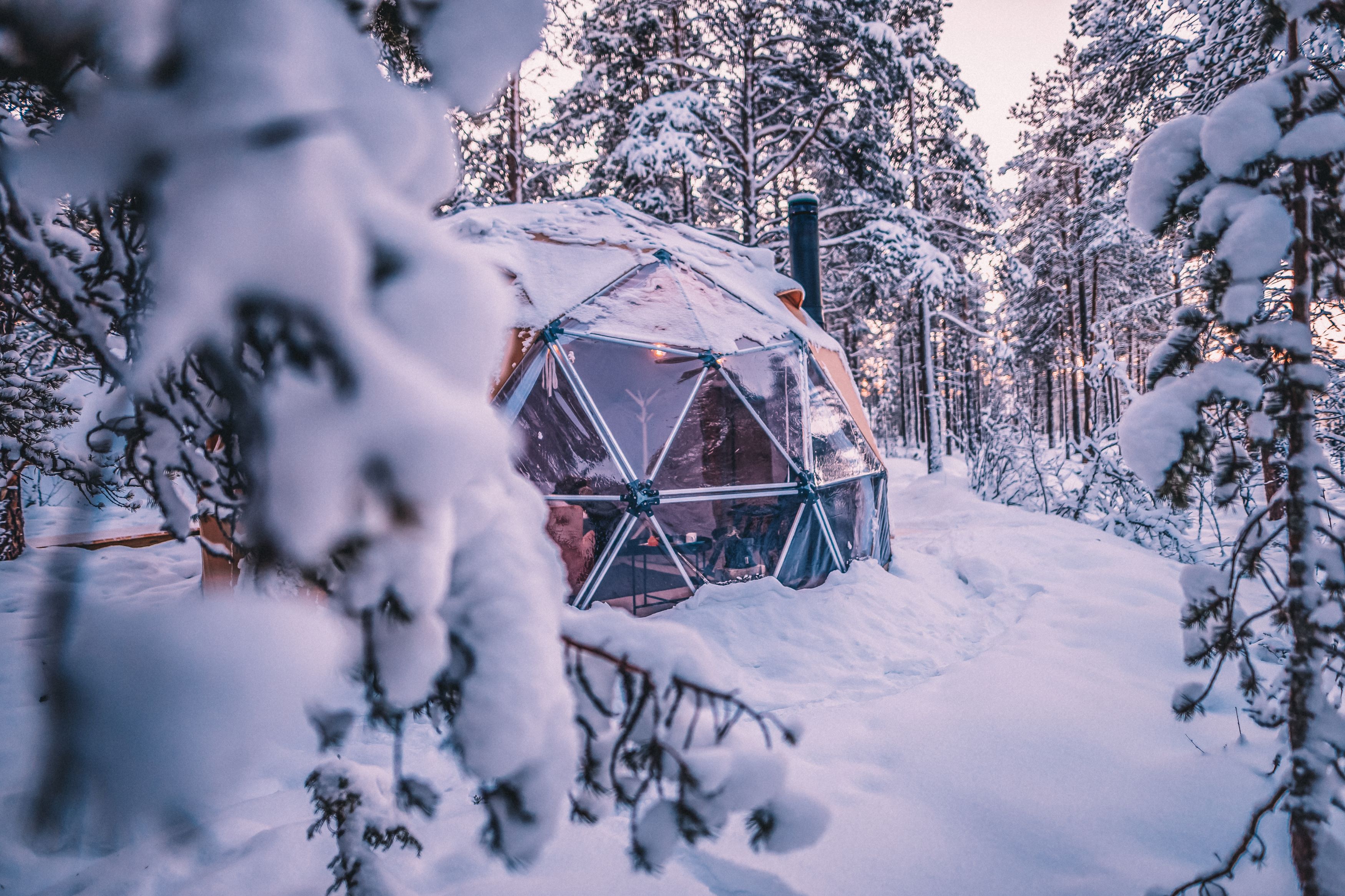 Aurora Canvas Dome in Winter, GLØD Explorer, Alta 